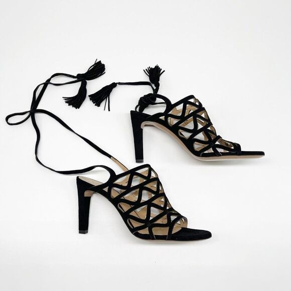 CHLOE Kendal Black Caged Tassel Sandals - Picture 8 of 14